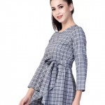 Casual Regular Sleeves Checkered Women White, Black, Grey Top