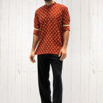 Men Red & falu red Ethnic Motifs Flared Sleeves Thread Work Kurta