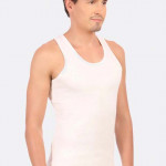 Men Off White Solid Cotton Thermal Top