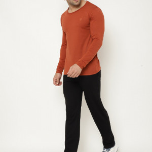 Men Brown Solid Tracksuit