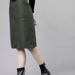 Women Solid Flared Dark Grey Skirt